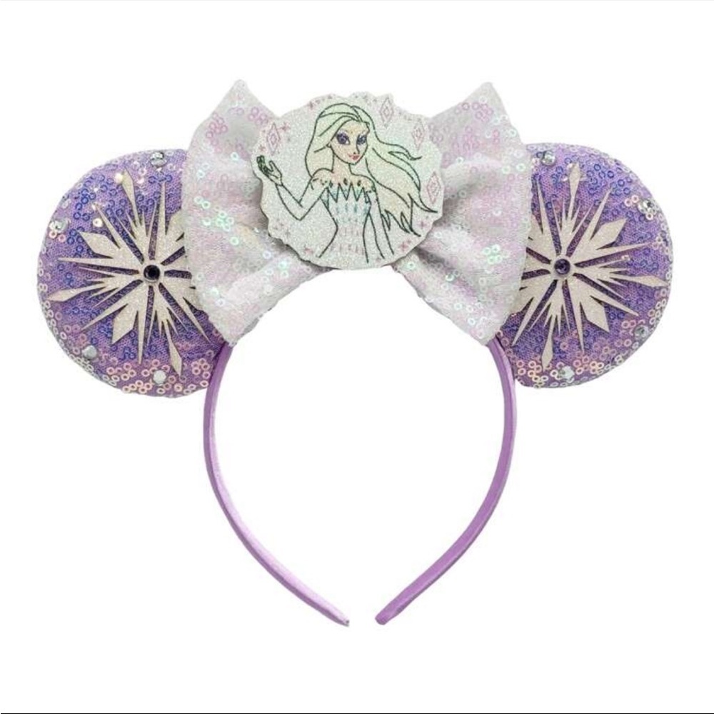 Frozen-Themed Hair Accessories Including Glittered Bow Ear Clips, Snowflake